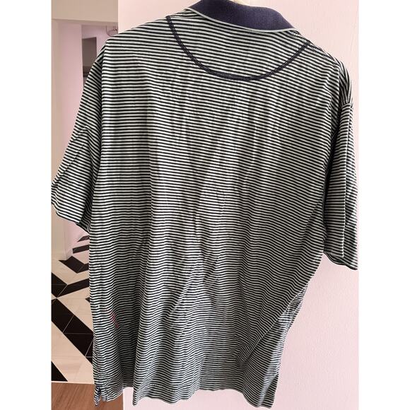 Cutter Buck Mens L Polo Shirt Golf Casual Short Sleeves Blue Green Stripes - Picture 4 of 4